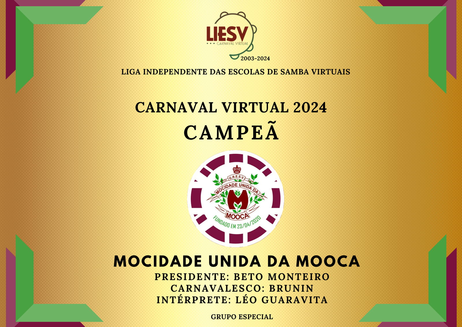 Paraíso da Folia - Campeão do Carnaval Virtual 2020 - LIESV - Grupo Especial